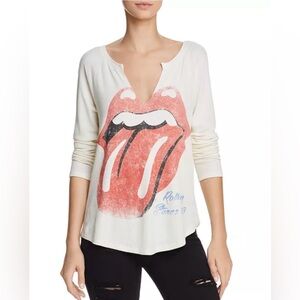 Free People Daydreamer Rolling Stones Waffle Knit Top Small